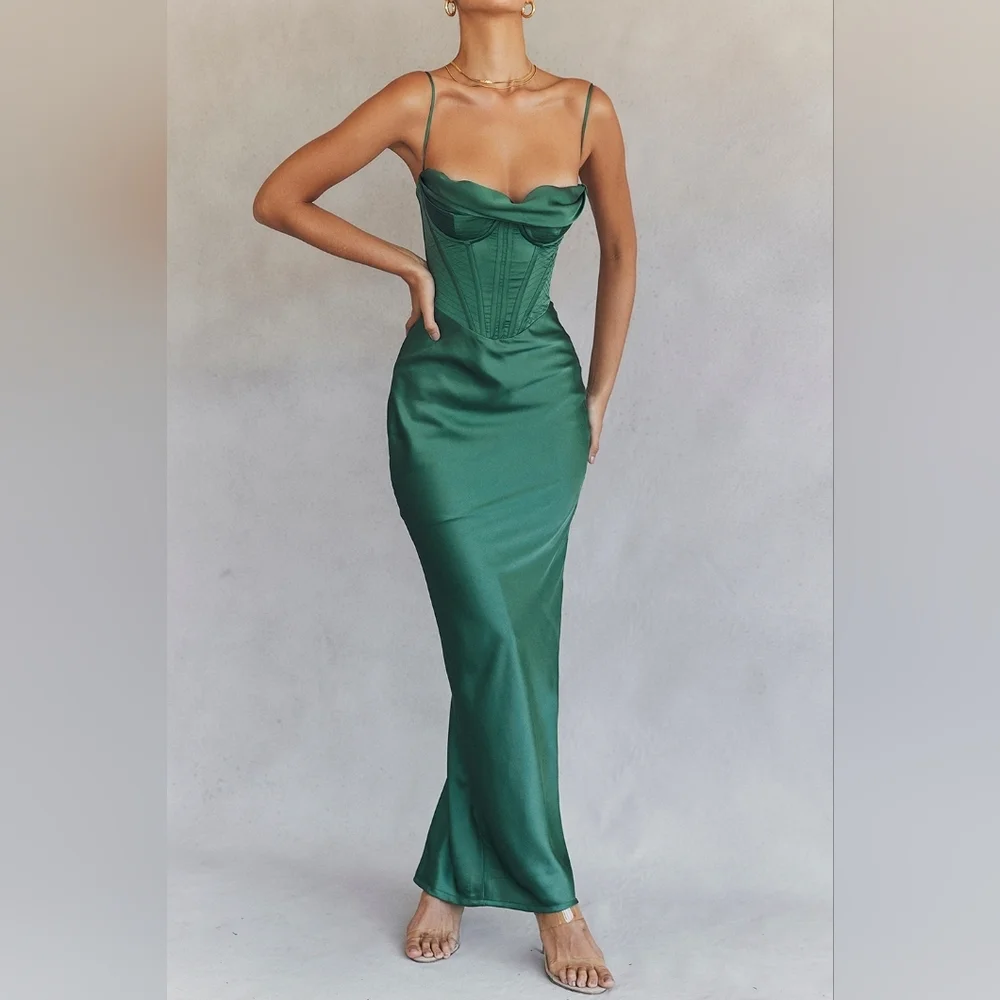 cute corset prom dresses LaDivine 7481 A Line Long Formal Dress Vestidos Casuales Vestidos En fabric:satin Size:Unstitched Floor Length (Approx